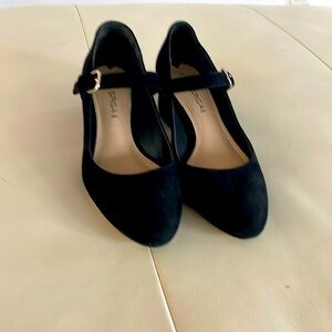 Via Spiga Black Suede Short Chunky Heel